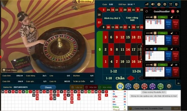 Cách Chơi Roulette Nhà Cái 789WIN Hiệu Quả Nhất 2 Bàn cược Roulette Nhà Cái 789WIN