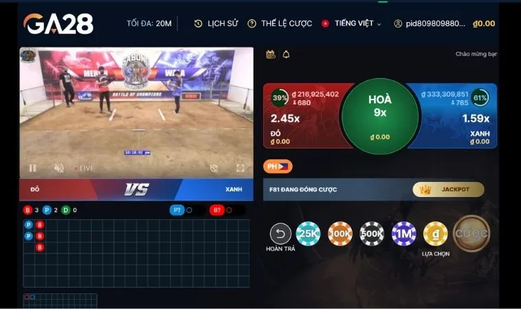 Cách Chơi Đá Gà GA28 Tại 789WIN: Sân Chơi Chuyên Nghiệp 2 Các cửa cược trong game đá gà GA28 tại 789WIN