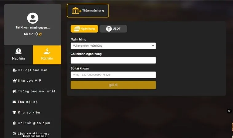 Hướng Dẫn Rút Tiền 789WIN Về Tài Khoản Nhanh Chóng An Toàn 2 Giao diện rút tiền 789WIN