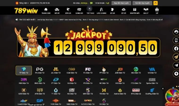 Sảnh nổ hũ 789WIN hợp tác với nhiều nhà cung cấp game slot danh tiếng